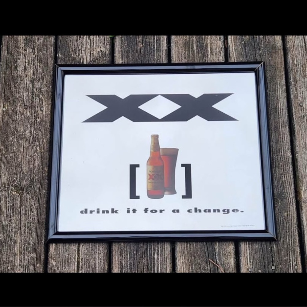 Vintage 1993 Dos Equis Beer Mirror Sign Framed 20 x 17